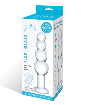 Clear Glas 7.25 inch Glass Beaded Butt Plug