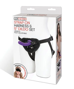 Lux Fetish 5" Dildo w/Strap On Harness Set