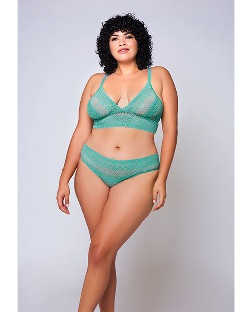 Teal Geometric Women's Lace Bralette & Hipster