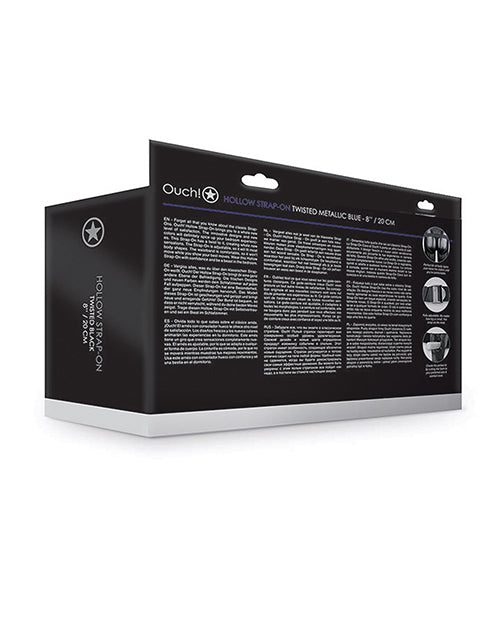 Shots Ouch 8" Ribbed Hollow Strap On w/Balls