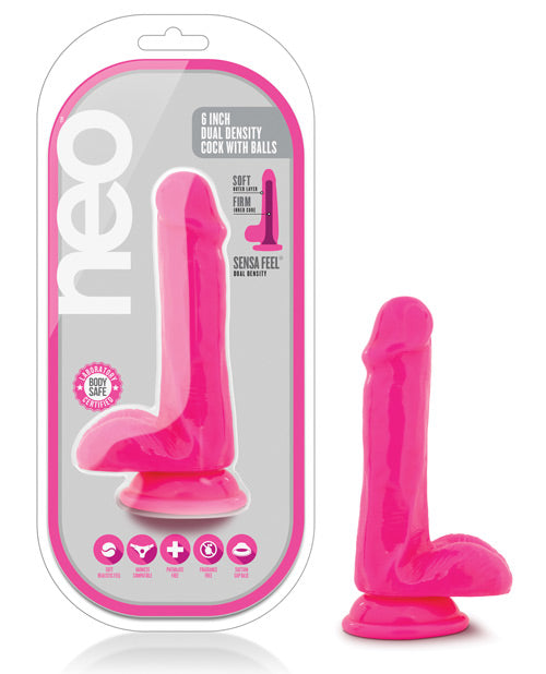 Blush Neo 6" Dual Density Cock W-balls