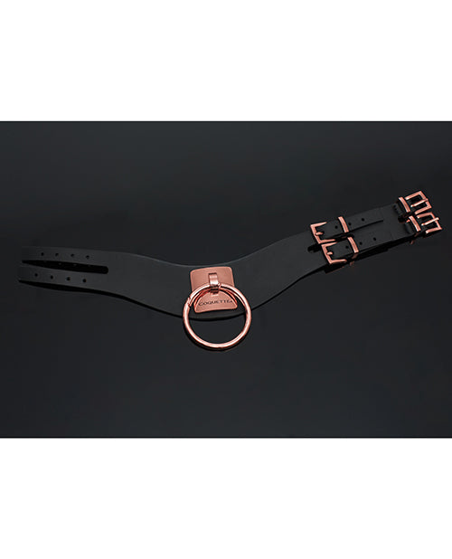 Pleasure Collection Adjustable Collar - Black And Rose Gold