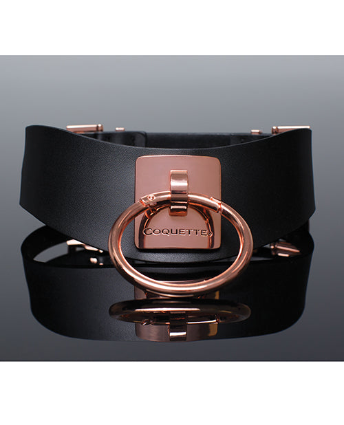 Pleasure Collection Adjustable Collar - Black And Rose Gold