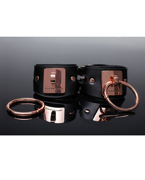 Pleasure Collection Adjustable Handcuffs Black and Rose Gold