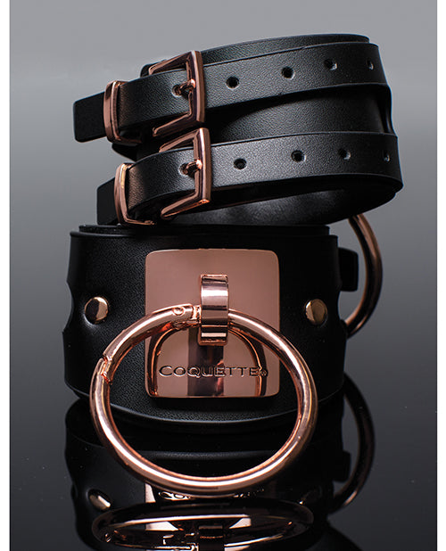 Pleasure Collection Adjustable Handcuffs Black and Rose Gold