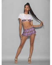 Euphoria 4 Pc Girly Adult School Girl Purple Plaid