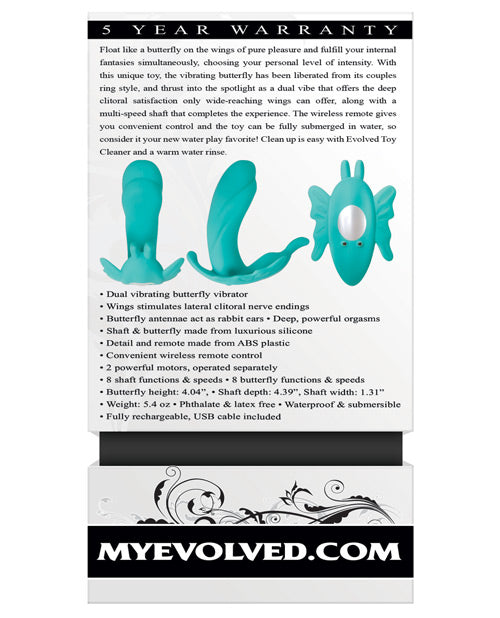 Teal Evolved The Butterfly Effect Dual Stim G-spot Vibrator