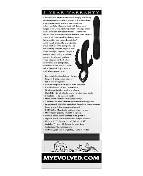 Black Rechargeable Evolved Trifecta Triple Stim Adult Vibrator