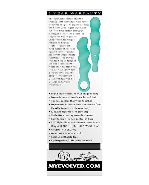 Teal Silicone Evolved Triple Teaser Adult Vibrator