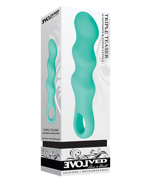 Teal Silicone Evolved Triple Teaser Adult Vibrator