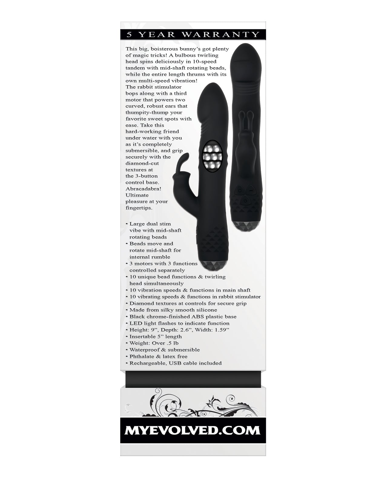 Black Evolved Bodacious Rotating Rabbit Adult Vibrator