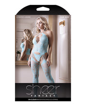 Sheer Fantasy Halter Neck Floral Lace Gartered Bodystocking & Panty