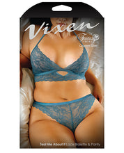 Vixen Teal Me About It Scalloped Lace Bralette W-panty Teal