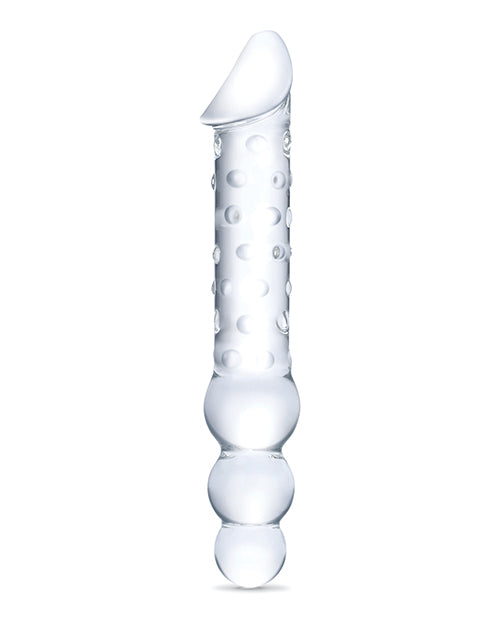 Clear 12 inch Double Ended Glass Dildo with Anal Beads