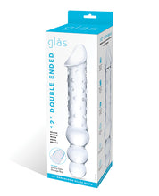 Clear 12 inch Double Ended Glass Dildo with Anal Beads