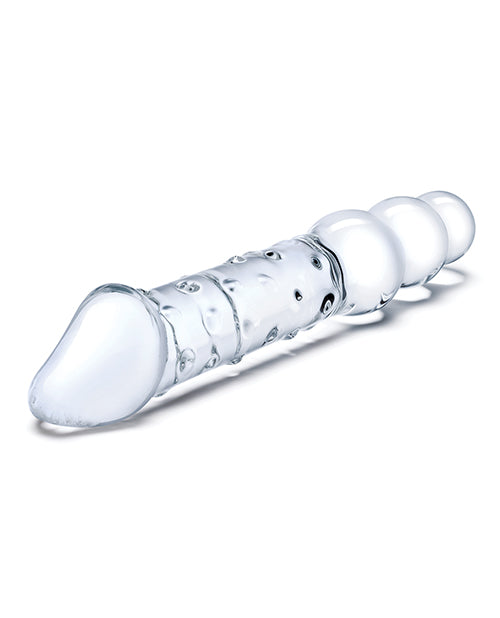 Clear 12 inch Double Ended Glass Dildo with Anal Beads
