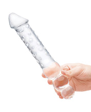 Clear 12 inch Double Ended Glass Dildo with Anal Beads