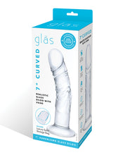 Clear 7 inch Realistic Curved Glass Dildo with Veins
