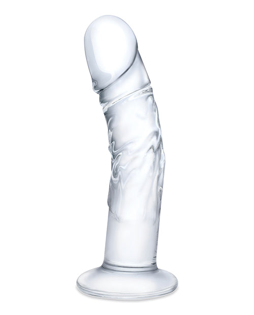 Clear 7 inch Realistic Curved Glass Dildo with Veins