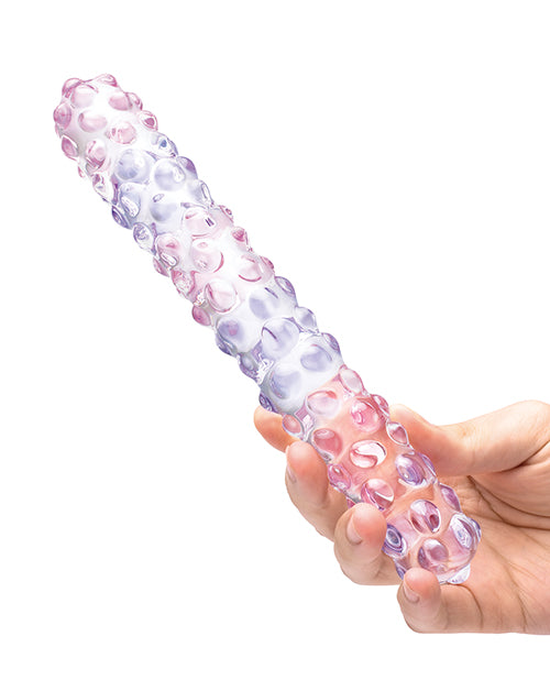 Purple 9 inch Rose Nubby Glass Dildo