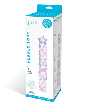 Purple 9 inch Rose Nubby Glass Dildo