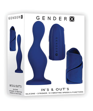 Blue Silicone Vibrating Stroker Gender X In's & Out's