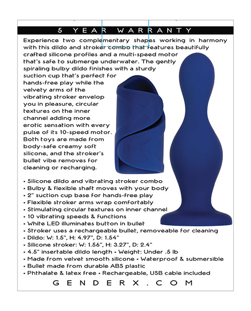 Blue Silicone Vibrating Stroker Gender X In's & Out's