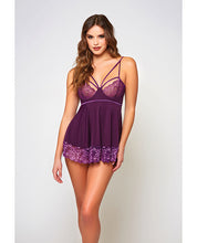 Purple Cross Dye Women's Lace & Microfiber Babydoll & G-string