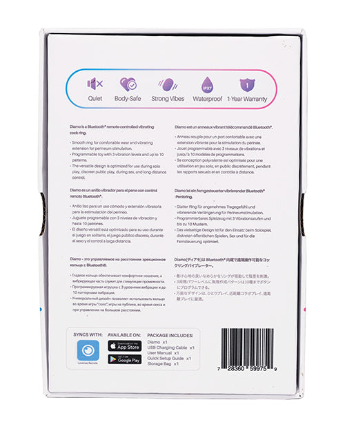 Black Lovense Diamo Vibrating Bluetooth Cock Ring