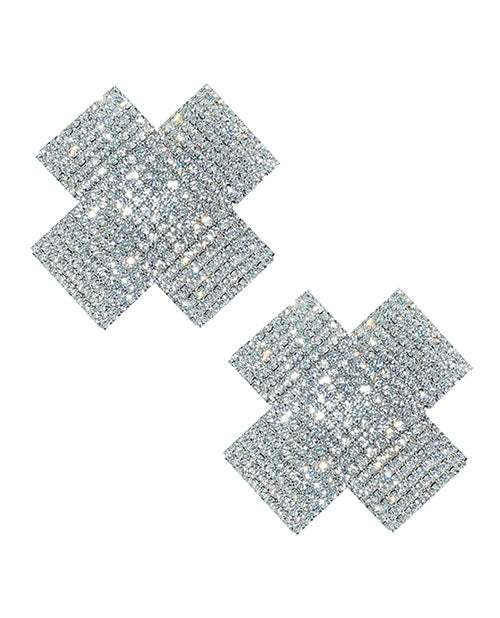 Neva Nude Cross Crystal Jewel Reusable Silicone Nipple Pasties