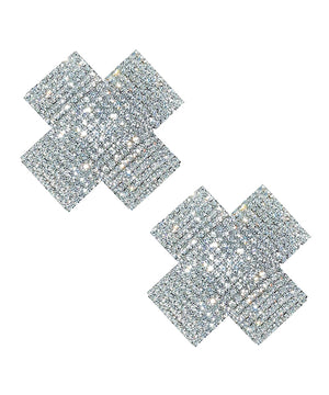 Neva Nude Cross Crystal Jewel Reusable Silicone Nipple Pasties