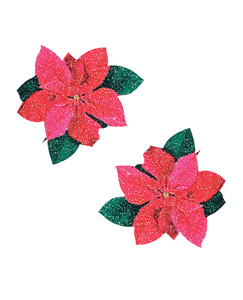 Neva Nude Poinsettia Glitter Flower Pasties