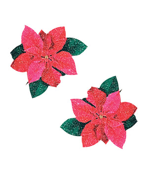Neva Nude Poinsettia Glitter Flower Pasties