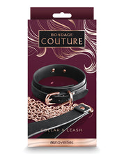 Black Bondage Couture Collar & Leash for Sex Play