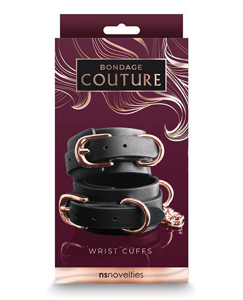 Black Bondage Couture Wrist Cuffs for Sex Play