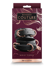 Black Bondage Couture Wrist Cuffs for Sex Play