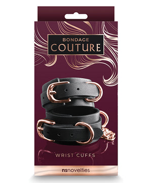 Black Bondage Couture Wrist Cuffs for Sex Play