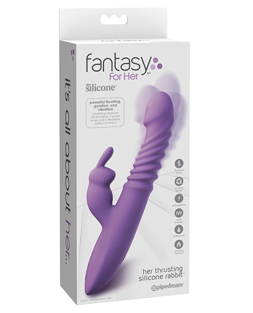 Purple Silicone Fantasy Thrusting Rabbit Adult Vibrator