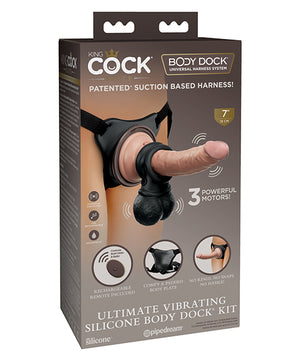 King Cock Elite Ultimate Vibrating Silicone Body Dock Kit W-remote
