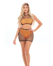 Pink Lipstick Crave You Large Fishnet Cami Top & Skirt, Bandeau Top & Panty Neon Orange