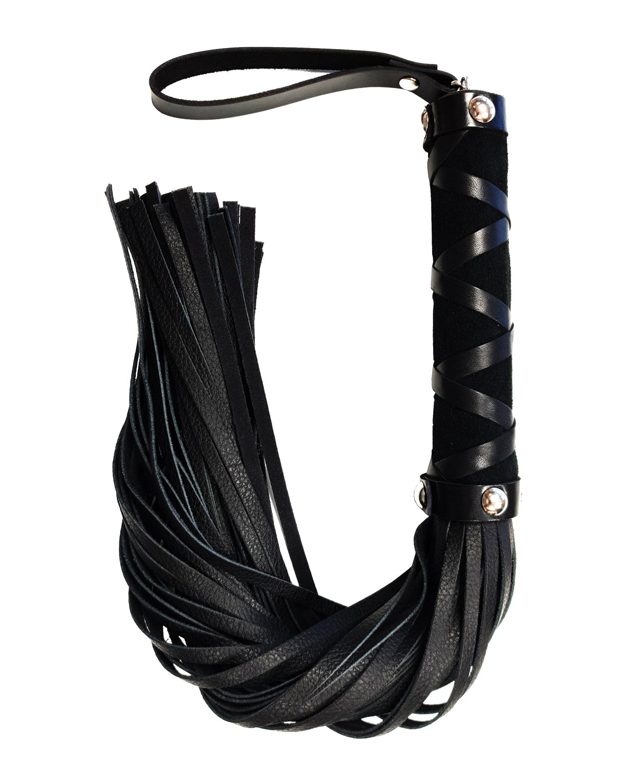 Rouge Short Leather Flogger with studded handle