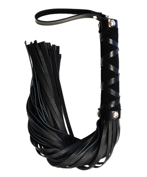 Rouge Short Leather Flogger with studded handle