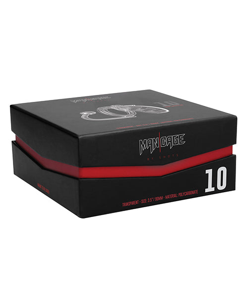 Shots Man Cage Chastity 3.5" Cock Cage W-plug Model 10