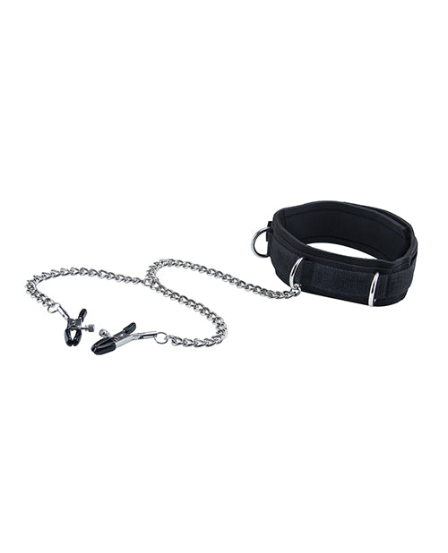 Shots Ouch Black & White Velcro Collar W-nipple Clamps