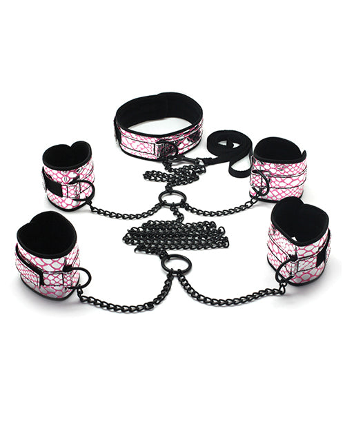 Gold Spartacus Collar To Wrist & Ankle Restraints Bondage Kit