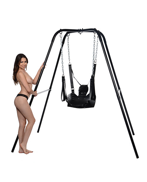 Black Leather Strict Extreme Sling for Sex Play